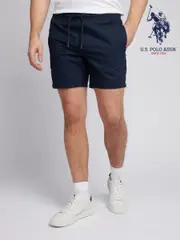 U.S. Polo Assn. Blue Mens Linen Blend Deck Shorts (F92857) | $138