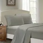 1000TC Ultra Soft King Size Bed Grey Flat & Fitted Sheet Set
