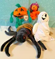 BEANIE BABIES BUNDLE, INCLUDING SPINNER BUDDY, MINI POCUS, SHEETS & PUMPKIN, NWT