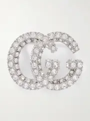 [Gucci] Gucci - Marmont Silver-tone Crystal Brooch - One size One size Silver