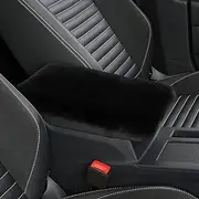 IRIWOOL Sheepskin Armrest Cover Auto Center Armrest Cover Car Soft Console Pad, Fluffy Wool Auto Center Console Cover for Most Car Arm Rest Decoration Protector 7 x 13 Inch (Shearling, Black)