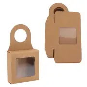 US 25 Count Kraft Paper Wine Bottle Box With Hanging Hook Window Foldable Kraft