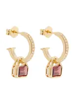 V BY Laura Vann Embellished 18kt Gold-plated Hoop Earrings - Red ONE SIZE