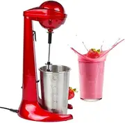 Retro Milkshake Maker, 500ml Stainless Steel Cup, 100W Milk Frother, 2 Speed Settings, Protein Shake Mixer, Milk Shakes, Omelettes Mix, Coctails, Frappes Blends red