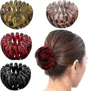 Tatuo 4 Pcs Bird Nest Magic Hair Clip Ponytail Holders Lazy Birds Nest Plate Hairpin Hair Accessories for Women