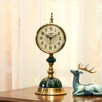 在飛比找松果購物優惠-美式復古創意座鐘擺件 桌面臺式檯鐘家居客廳鐘錶大氣擺鐘 (8