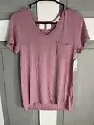 Glitz Women’s Top Size Large Light Mauve Color Short Sleeve Pocket Super Soft