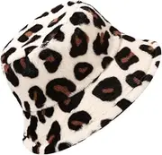 [COLLBATH] Leopard Bucket Hat Fur Bucket Hat Cow Print Hat Funny Bucket Hat Pink Fur Hat Leopard Fisherman Cap Hat Clip Stuffed Hat Caps Animals Fur Fisherman Hat Rabbit Fur