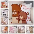 Soft Plush Cartoon Animal Super Mom and Baby Cushion for Children Room Dog Cat