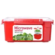 Sistema Microwave Collection Steamer, Large, 13.6 Cup, Red | BPA Free Cook