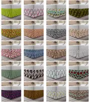 Ambesonne Leaves Design Bedskirt Elastic Wrap Around Skirt Gathered Design