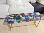 Mix Agate Stone Living Room Coffee Table Top Modern Console Bar Desk Hallway Dec