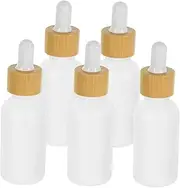 GLSTOY 5Pcs Frosted Glass Dropper Bottles with Lids Thick Essential Oil Containers for Travel Aromatherapy and Cosmetic Storage Leakproof Design for Safe Use