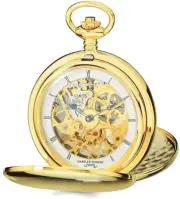 Charles Hubert IP-plated Stainless Steel Skeleton Dial Pocket Watch XWA4343