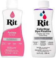 Rit Dye – 8 Oz. Liquid Fabric Dye for Clothing, Décor, and Crafts – Fuchsia with Color Fixative