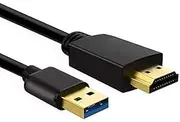 USB to HDMI Adapter, USB-A Male to HDMI Male for TV/DVD Player/Projector/Monitor - 6.6FT/2M (Black)