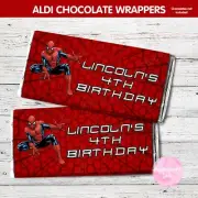 DIGITAL or PRINTED SPIDERMAN 2 CHOCOLATE WRAPPER ALDI BIRTHDAY PARTY FAVOUR