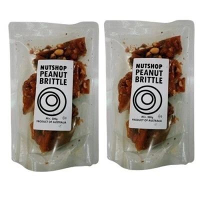 934730 2 X 200g BAG NUTSHOP PEANUT BRITTLE CRUNCHY PIECES SHARE SIZE