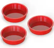 8 Inch round Cake Pans 3 PACK - Nonstick Silicone Cake Molds for Layer Cake