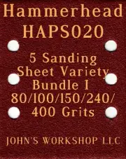 Hammerhead HAPS020 - 80/100/150/240/400 Grits - 5 Sandpaper Variety Bundle I