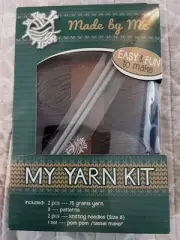 New IN THE LOOP Made By Me Knitting Kit~Complete~Needles, Yarn, Pom Maker~Gray