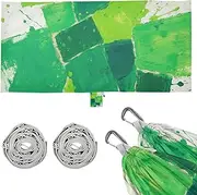 Abstract Art Square Splash Ink Green Outdoor Hammock with Hanging Rope Portable Hammock for Camping & Hiking Essential