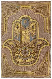 Zest For Life Hamsa Hand Tapestry Brown 52x80"