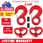 3.15T12MM Hammerlock + Eye Sling Hook Safety Chain Caravan Trailer Connector Kit