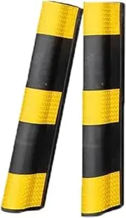 Rubber Corner Protectors, Garage Column Protector Wall Corner Guard for Parking Garages, Rubber Round Edge Corner Guard, Car Parking and Warehouse, Yellow Safety Strips to Protect Par,Black+