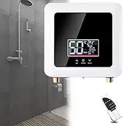 Electric Tankless Water Heater Constant Temperature Instant Hot Water Heater with Remote Control Digital Display On Demand Hot Water Heater for Home Kitchen Indoor,Black-7500Wto220V