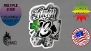 LUCKY 13 Car Window Decal Sticker Graphic Gambling Cards Dice Laptop Bumper
