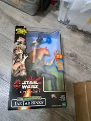 STAR WARS ELECTRONIC TALKING JAR JAR BINKS 12" FIGURE HASBRO 1999 Needs Battery
