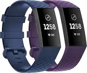 Bakcuby Band for Fitbit Charge 4 Charge 3 Bands, Soft Silicone Sport Watch Strap Replacement Wristband for Fitbit Charge 4 Charge 3 Charge 3 SE, Women Men Small Large, 2 Pack
