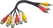 Wyvern Triple RCA Stereo Audio and Video Cable - Male to Dual Female/AV Splitter Composite 3 RCA Av Video Audio Cable 0.72 feet (22cm) Wv-av1to2-22