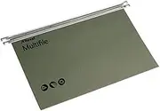 Rexel A4 Suspension Files with Tabs and Inserts for Filing Cabinets, 15 mm V-Base, 100 Percent Recycled Manilla, Green, Multifile, Pack of 50, 78617