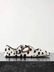 [Alaïa] Alaïa - Criss Cross Leather-trimmed Pony Hair Ballet Flats - White - IT41 IT 41 White