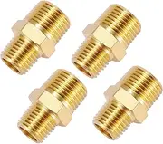 Sanpaint 4 Pack Solid Brass Pipe Fitting, Hex Nipple, 1/4" x 3/8" NPT Male Pipe Adapter (O.D x O.D: 1/2'' x 5/8'')
