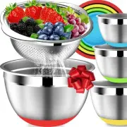 Mixing Bowl Set and Colander - Stainless Steel Mixing Bowls - Mixing Bowls wi...