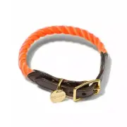 Found My Animal Orange Rope & Leather Dog Collar Size Small