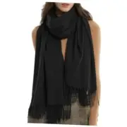 Womens Pashmina Shawl Wraps Cashmere Feel Winter Scarf Soft One Size 01-black