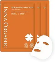 Inna Organic NEROLI BRIGHTENING SKIN SHEET MASK, New & Old Packaging Randomly, Radiant Skin, Even Complexion, Luxury Clean Beauty, Home SPA, Certified Natural, 0.8 fl.oz, Pack of 3