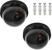 Vakerga Dummy Fake Security Camera,Fake CCTV Surveillance System Realistic Look with Flashing red LED Light, Easy Mount with Sticker Guide, for Home & Office, Indoor Outdoor Use 2Pack Black