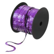 6mm 98Yds Sequins Trim, Crafts Strip on Strings for Fringe and Sewing, Purple