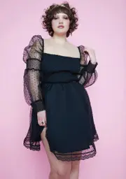 [Sugar Thrillz] Hidden Echo's Chambers Swiss Dot Babydoll Dress