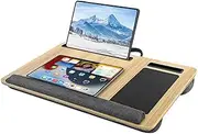 Portable Lap Desk for 17-Inch Laptops with Cushion and Wrist Support, Ideal for Home Office, Couch, and Bed Use, Complete with Mouse Pad and Phone Holder