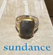 NWT Sundance Catalog Silver Gold Plated Labradorite “Regal Worlds Ring” 7 $108