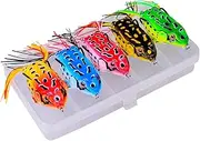 Weedless Topwater Frog Lure Kit - Realistic Soft Swimbait Floating Bait for Freshwater & Saltwater Fishing, Ideal for Trout and Bass, Includes Tackle Box