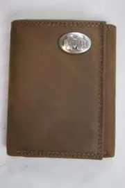 ZEP PRO Mississippi State Crazy Horse Leather trifold Wallet Tin Gift Box