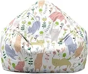 Bean Bag Chair Cover, Lukery Stuffed Animal Storage Bean Bag Chair Cover Kids Adults(No Filler), Cat Print Bean Bag Covers Sofa Gaming Storage Bag Indoor Lazy Lounger (80x90cm,Cute Cat)