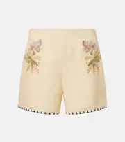[Valentino] Valentino Escape floral embroidered shorts AU 16 yellow